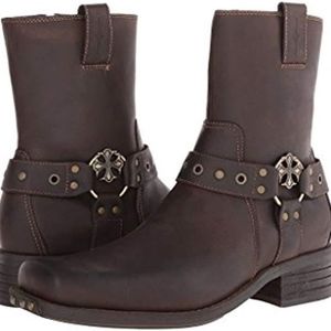 Mark Nason dark brown leather boots dragon